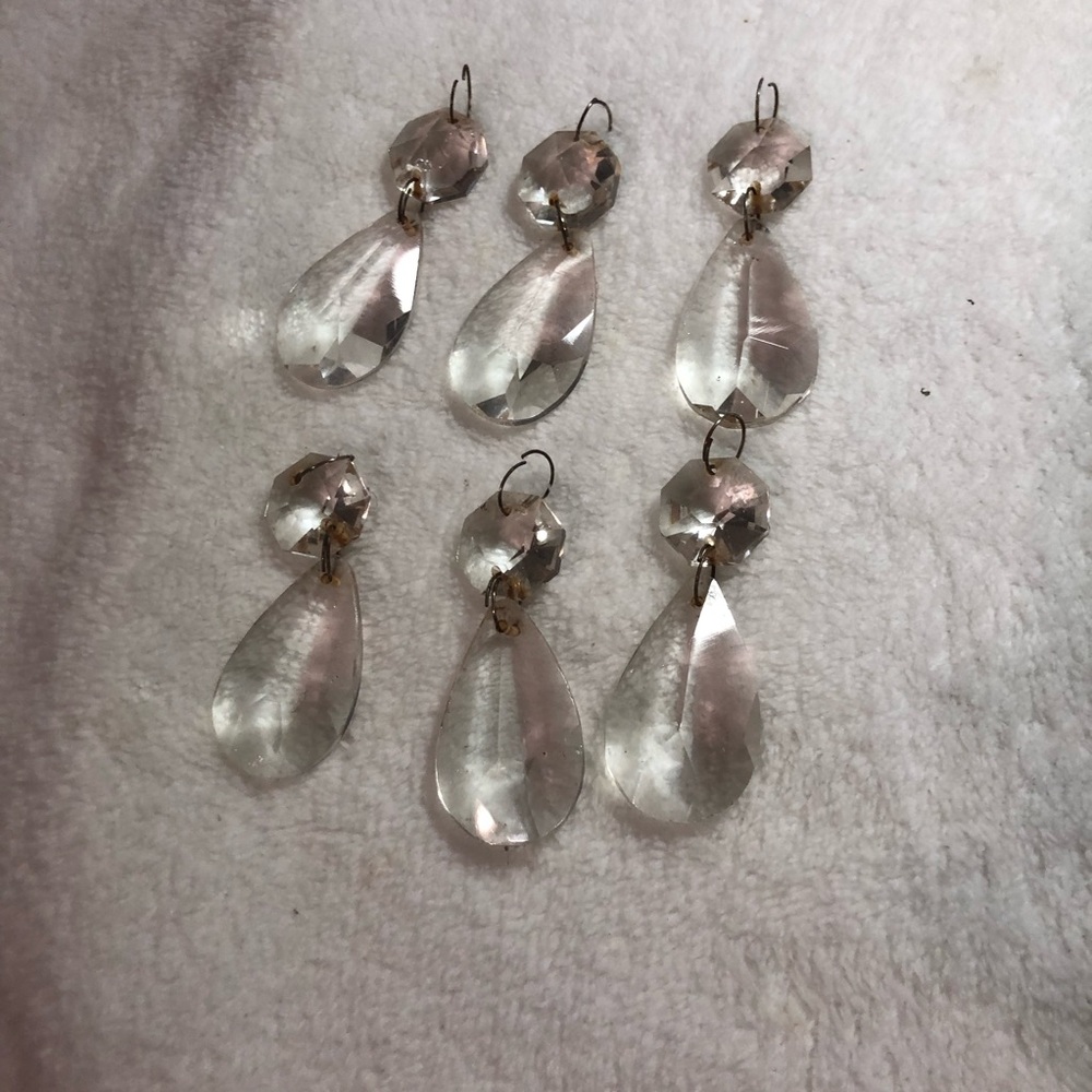 Vintage glass chandelier crystals set of 6